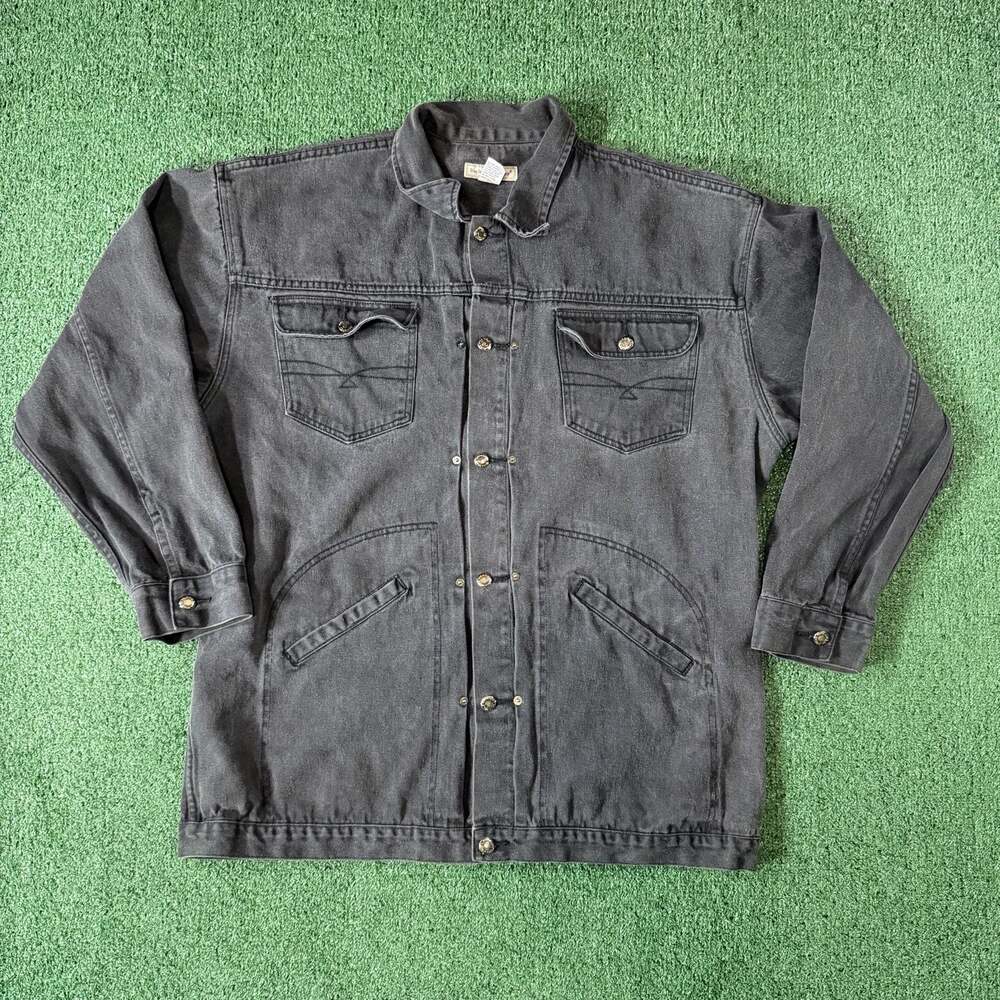Vintage Bugle Boy Black Denim Workwear Chore Jacket